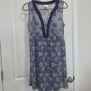 Knox Rose Dress Womens M Blue White Floral 2 Piece High Waist Boho Cottagecore
